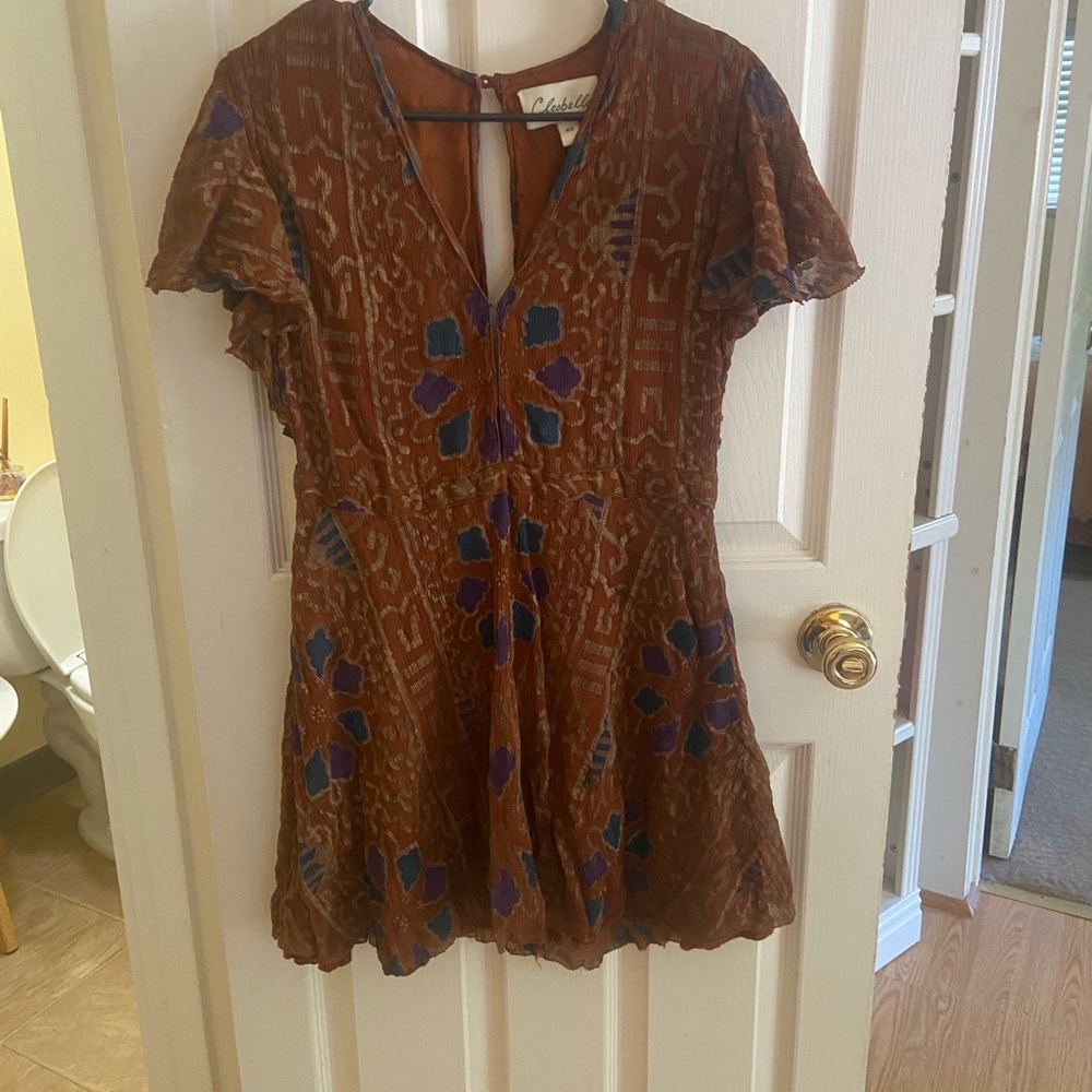 Cleobella Brown and Purple Mini Dress